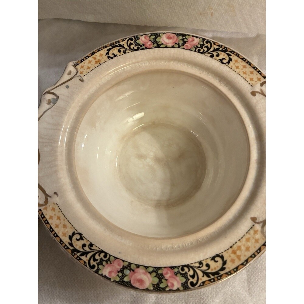 Vintage Illinois China Co Lincoln Illinois Floral Sugar Bowl & Lid USA - Picture 4 of 16